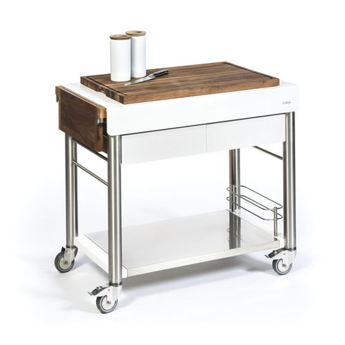 Holz-Zubereitungstisch - SERVEBOY SUPERBIANCO DUO UNICO - Indu+ - Edelstahl / mobil / Profi
