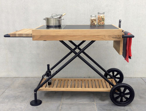 Service-Servierwagen - MOBICOOK - Indu+ - für Privatgebrauch / Teakholz