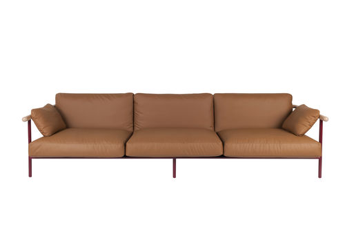 Modernes Sofa - X-RAY - LA CHANCE - Stoff / Leder / rot