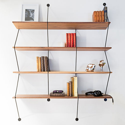 Wandmontiertes Regal - CLIMB - LA CHANCE - modern / Massivholz / Nussbaum