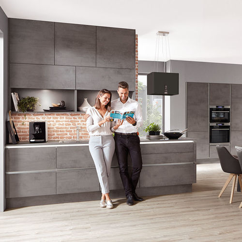 Moderne Küche - RIVA 889 - nobilia - Beton / ohne Griff / grau