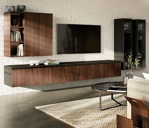 Moderne Wohnwand - Riva - nobilia - Holz / mit Regal / mit integriertem Stauraum