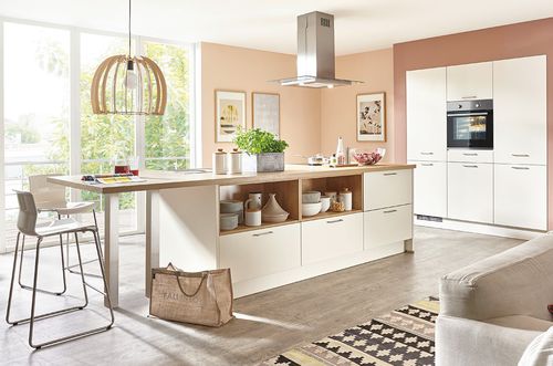 Moderne Küche - FASHION 175 - nobilia - Holz / Kochinsel / mit Griffen