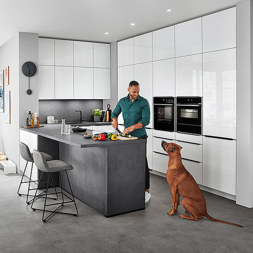 Moderne Küche - NOVALUX 516 - nobilia - Schiefer / L-förmig / mit Halbinsel