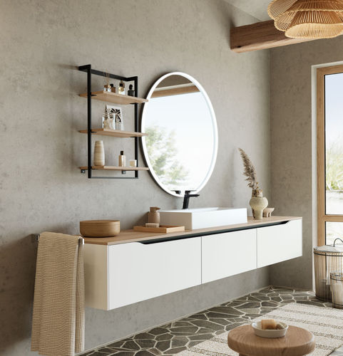 Wandmontierter Spiegel für Badezimmer - ABRIL - nobilia - modern / rund / weiß