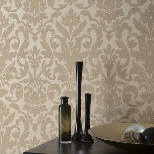 Stil-Tapete - DALARNI TAUPE SR1867 - WALLS REPUBLIC - Stoff / Damast-Motiv / Metall