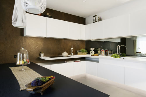 Moderne Küche - 201409 - TM Italia - Eiche / lackiertes Holz / Corian®