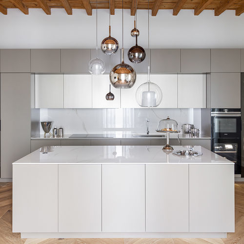 Sandstein-Küche - G180, K6, D90 - TM Italia - modern / Holz / Glas