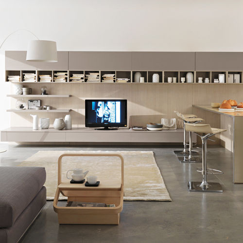 Moderne Wohnwand - MODERN AND CLASSIC LIVING AREA - DIBIESSE - lackiertes Holz