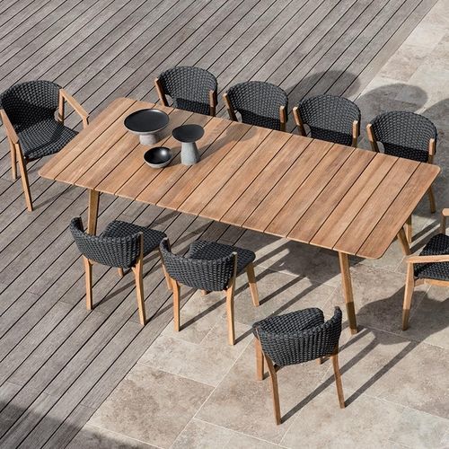 Moderner Esstisch - Knit - Ethimo - Teakholz / Gestell aus Teakholz / rechteckig