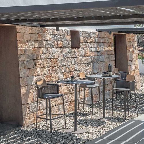 Moderner Stehtisch - Enjoy - Ethimo - Teakholz / Aluminium / Keramik