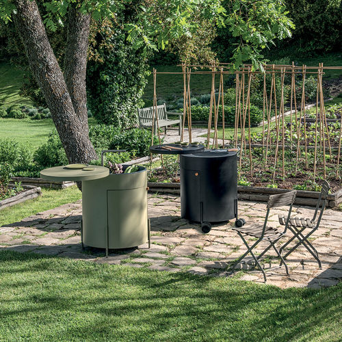 Holz-Spülbeckenunterschrank - Phil - Ethimo - Stahl / auf Füßen / für Garten