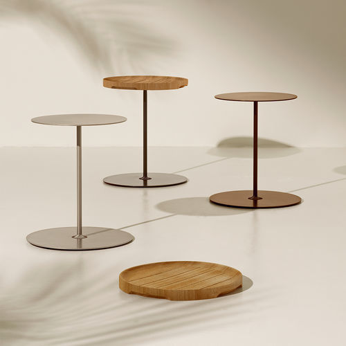 Moderner Beistelltisch - Tender - Ethimo - Teakholz / Aluminium / Gestell aus Aluminium
