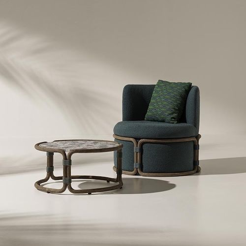 Moderner Kaminsessel - Rotin - Ethimo - Polyester / Polypropylen / Teakholz
