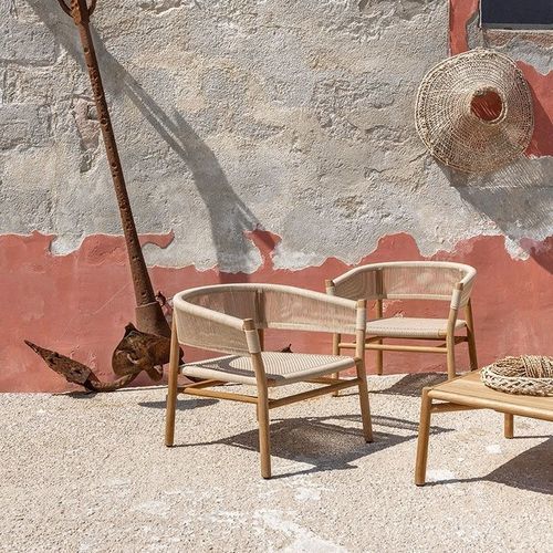 Moderner Sessel - Kilt - Ethimo - Kordel / Teakholz / stapelbar