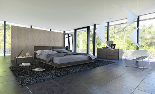Doppelbett - BROOME - CAL KING - MODLOFT - modern / gepolstertes Kopfteil / Leder