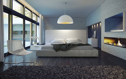 Doppelbett - THOMPSON - KING - MODLOFT - modern / Polster / Leder