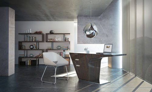 Moderner Schreibtisch - MERCER - MODLOFT - Wenge / mit Gestell aus Paneelen