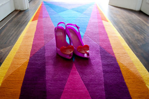 Moderner Teppich - RAINBOW RUNNER - Sonya Winner - Motiv / Neuseelandwolle / handgetuftet