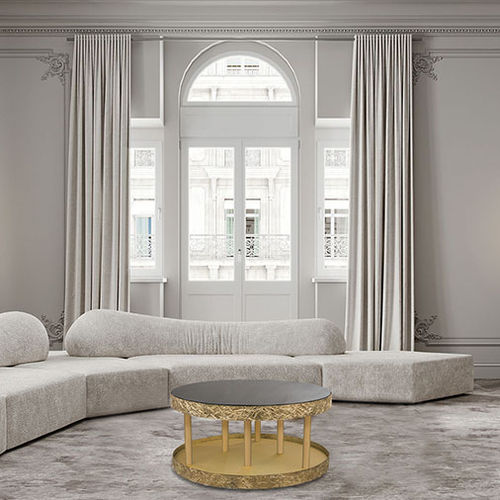 Klassischer Couchtisch - HE-040 - BOHEME DESIGN - Glas / gewachstes Holz / Gestell aus lackiertem Holz