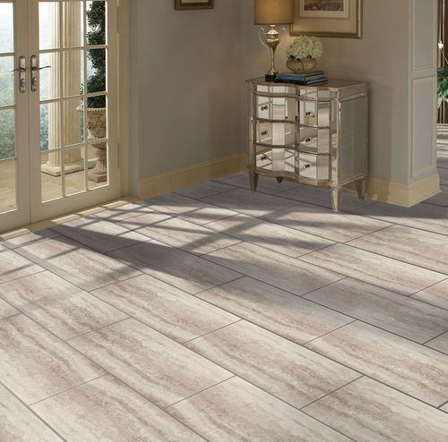PVC-Bodenbelag - PEEL & STICK : OYSTER TRAVERTINE - Novalis International - für Wohnhaus / für Dienstleistungsbereich / aus Fliesen