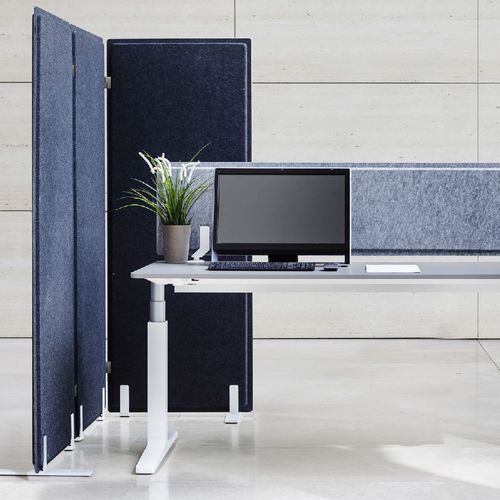Bodenstehende Bürotrennwand - PET PORT - Vario - Tisch / Akustikstoff / Filz