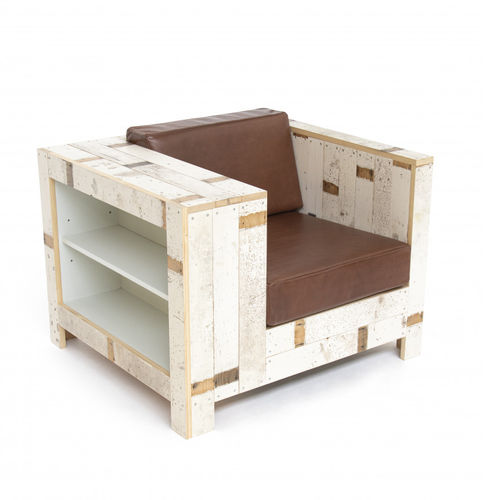 Moderner Sessel - ENORMOUS  - piet hein eek - Leder / Sperrholz / Holz