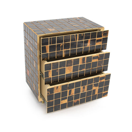 Moderne Kommode - WASTE WASTE - piet hein eek - Holz / 3 Schubladen / schwarz