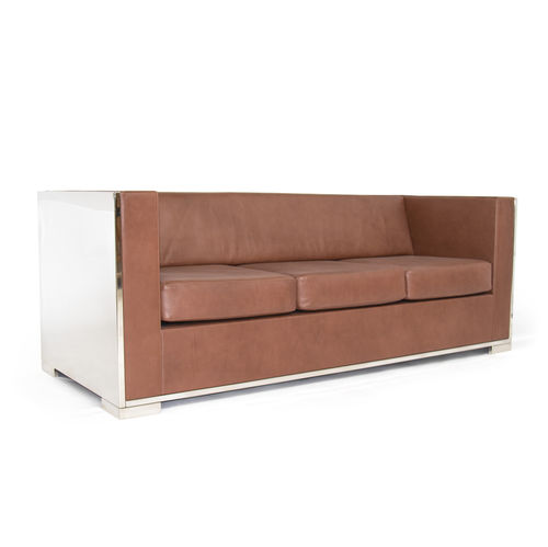 Modernes Sofa - GLOSSY  - piet hein eek - Leder / braun / vernickeltes Messing