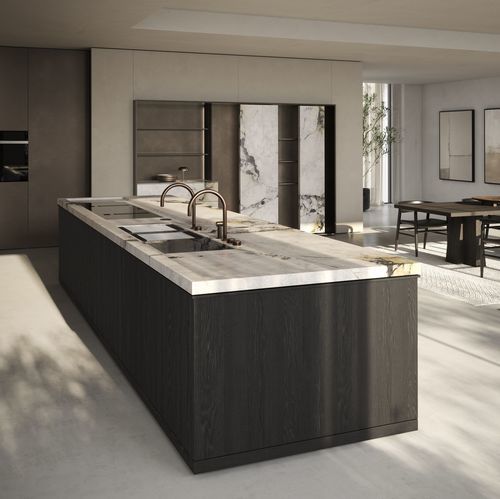 Glas-Kücheninsel - METHIS - Key cucine - Marmor / Metall / Bronze