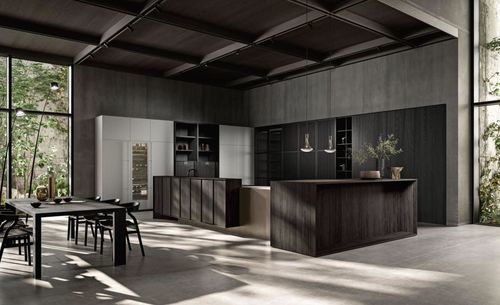 Moderne Kücheninsel - TAI O - Key cucine - Kalkstein / Marmor / lackiertes Metall