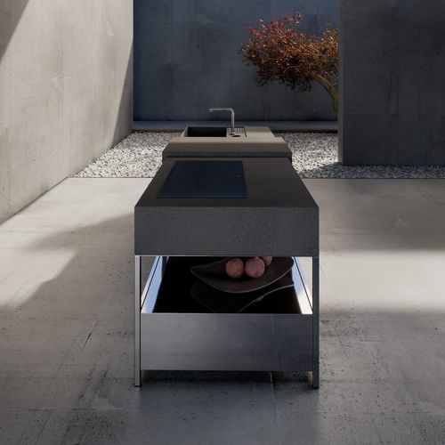 Lavastein-Kücheninsel - ECHOES - Key cucine - Edelstahl / kleinformatig / für Privatgebrauch