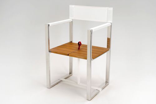 Moderner Stuhl - RED PULL - Nautinox Living - Stoff / klappbar / mit Kufengestell