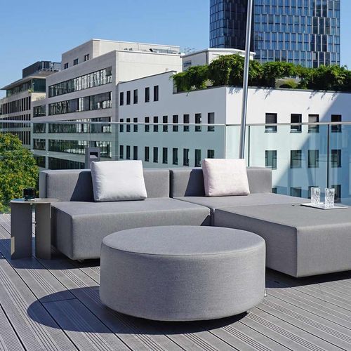 Moderne Ottomane - JOJ - april furniture - Stoff / Edelstahl / rund