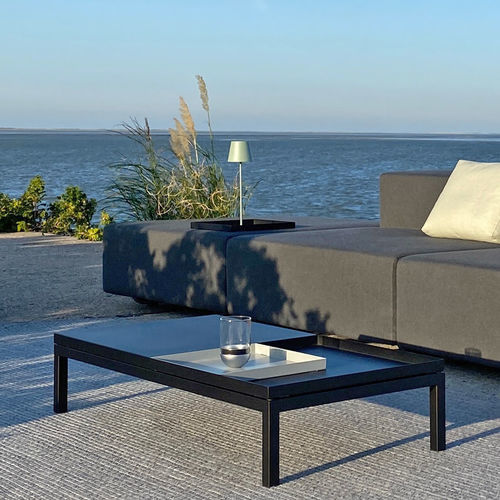 Moderner Couchtisch - TRUE - april furniture - Edelstahl / Gestell aus rostfreiem Edelstahl / rechteckig