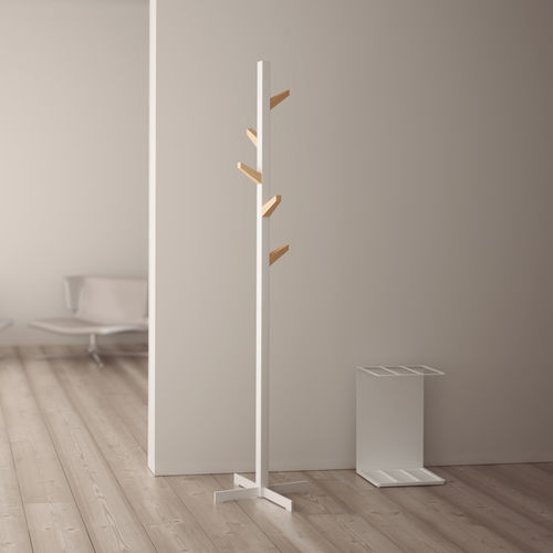 Bodenstehender Garderobenständer - SECOND TREE - Systemtronic - modern / Stahl / Eiche
