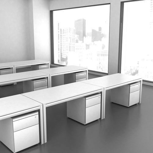 Bodenstehender Schreibtisch - NASKI - Systemtronic - modern / Aluminium / melaminbeschichtet
