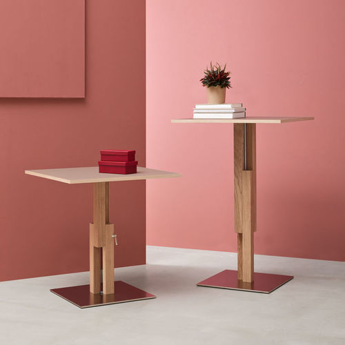 Moderner Bistrotisch - BST7070E S16 E04 - Sculptures Jeux - Laminat / Eiche / Gestell aus rostfreiem Edelstahl