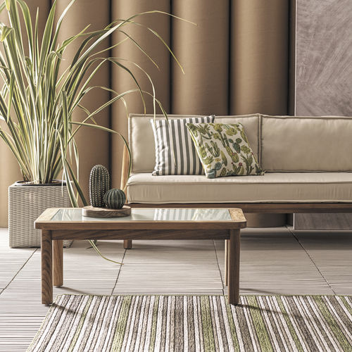 Moderner Couchtisch - Dual - Il Giardino di Legno - Glas / Rattan / Gestell aus Teakholz
