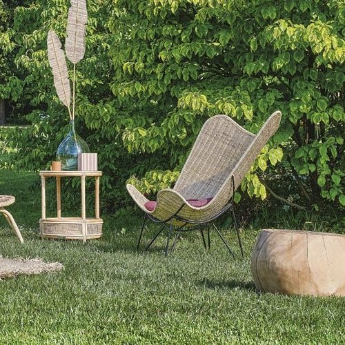 Moderner Sessel - Remix  - Il Giardino di Legno - Stoff / Rattan / mit abnehmbarem Kissen