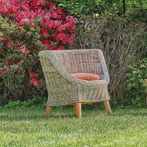 Moderner Sessel - Tara - Il Giardino di Legno - Stoff / Rattan / mit abnehmbarem Kissen