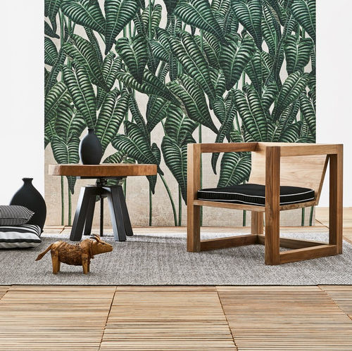 Moderner Sessel - Boxer - Il Giardino di Legno - Stoff / Teakholz / mit abnehmbarem Kissen
