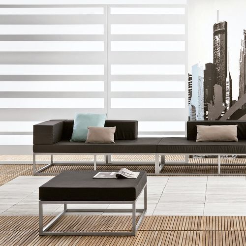 Moderne Ottomane - Manhattan - Il Giardino di Legno - Stoff / gebürsteter Edelstahl / quadratisch