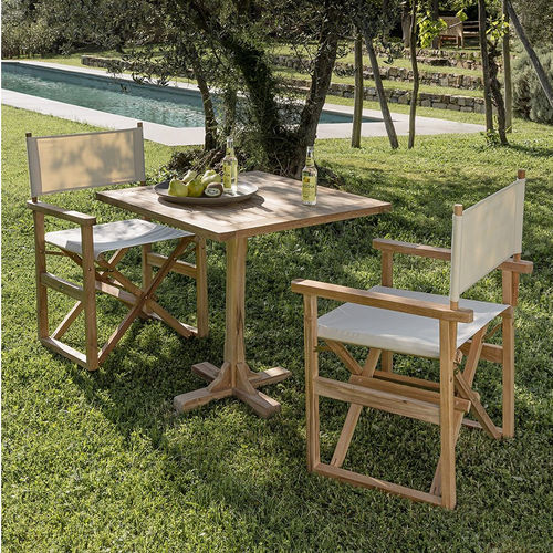 Moderner Stuhl - Regista - Il Giardino di Legno - für Außenbereich / Stoff / Gestell aus Teakholz