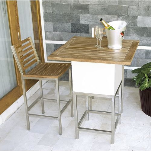Moderner Barstuhl - Berbeda - Il Giardino di Legno - für Außenbereich / Teakholz / Gestell aus rostfreiem Edelstahl