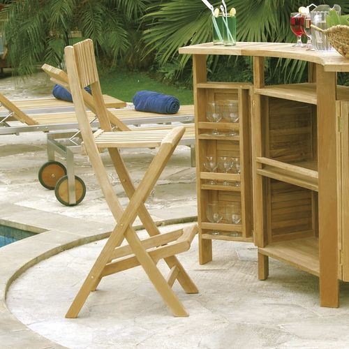 Moderner Barstuhl - Moon - Il Giardino di Legno - für Außenbereich / Teakholz / Gestell aus Teakholz