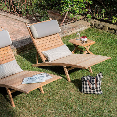 Moderne Sonnenliege - Savana - Il Giardino di Legno - Stoff / Teakholz / Teakholz