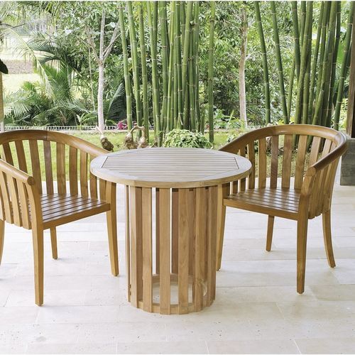 Moderner Esstisch - Georgetown - Il Giardino di Legno - Teakholz / Gestell aus Teakholz / rund