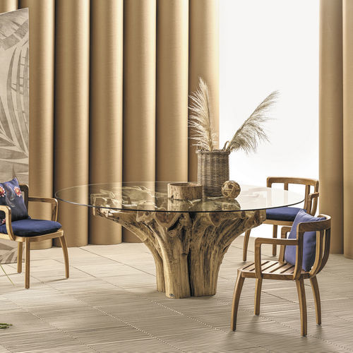 Esstisch / originelles Design - Radice - Il Giardino di Legno - Glas / Gestell aus Holz / rund