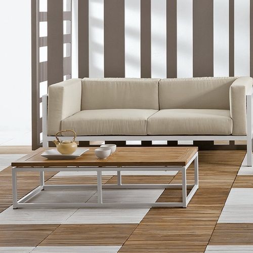 Moderner Couchtisch - Lui & Lei - Il Giardino di Legno - Teakholz / Gestell aus Aluminium / rechteckig